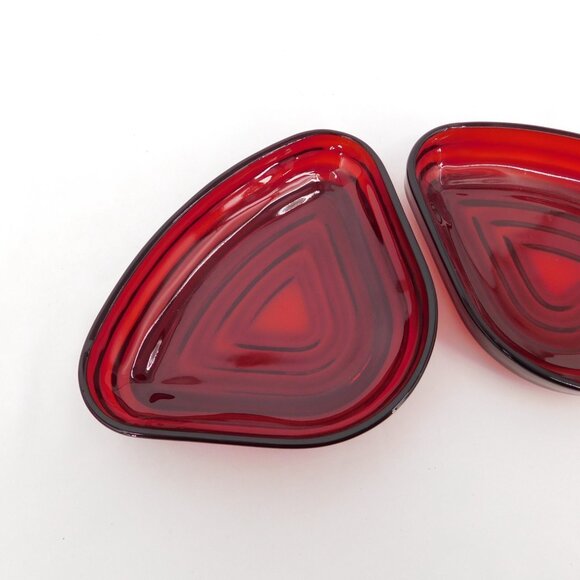 Lot of 4 Anchor Hocking Manhattan Ruby Red Glass Relish Inserts NO TRAY Vintage - Picture 3 of 8